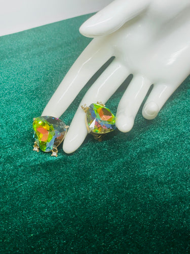 Watermelon AB Rhinestone Clip On Earrings